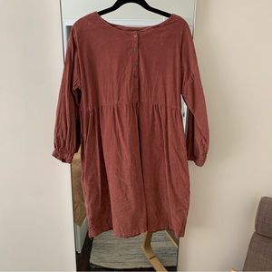 Handmade button down mauve pink corduroy dress
